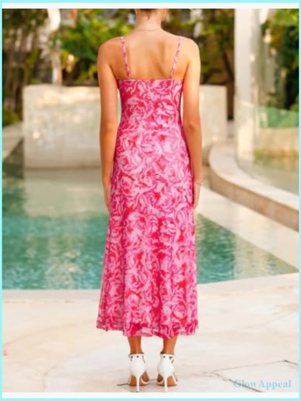 Sleeveless Floral Bodycon Maxi Dress Spaghetti Strap Wedding Guest 2026 - Picture 5 of 7